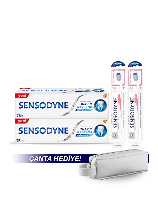 Sensodyne Onarım ve Koruma Diş Macunu x 2 + Diş Eti Bakım Fırça x 2