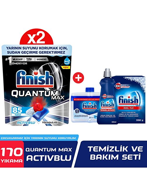 Finish Quantum Max Bulaşık Deterjanı 170 Kapsül + Temizlik & Bakım Seti