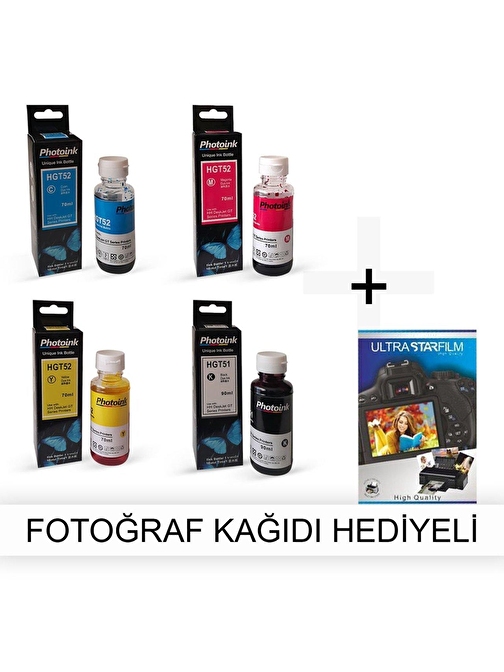 Photoink Hp Deskjet 2630 1 Takım Photoink Mürekkep- Fotoğraf Kağıdı Hediyeli