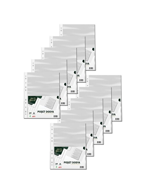 Gen-of A4 Şeffaf Delikli Poşet Dosya 10 Adet 100'lü