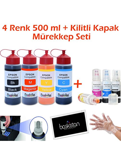 Epson L3160 Uyumlu Muadil Renkli Dolum Seti 4 x 500ml