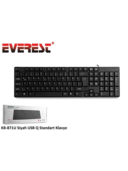 Everest KB-871 Standart Türkçe Q Usb Siyah Ev - Ofis Klavyesi