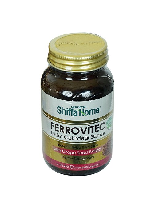 Aksuvital Shiffa Home Ferrovitec Üzüm Çekirdeği Ekstresi Diyet Takviyesi 710 Mg x 60 Kapsül