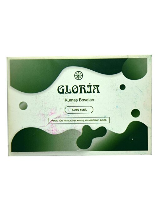 Gloria Naylon Pamuk Yün İpek İçin Toz Kumaş Boyası Koyu Yeşil 10 gr