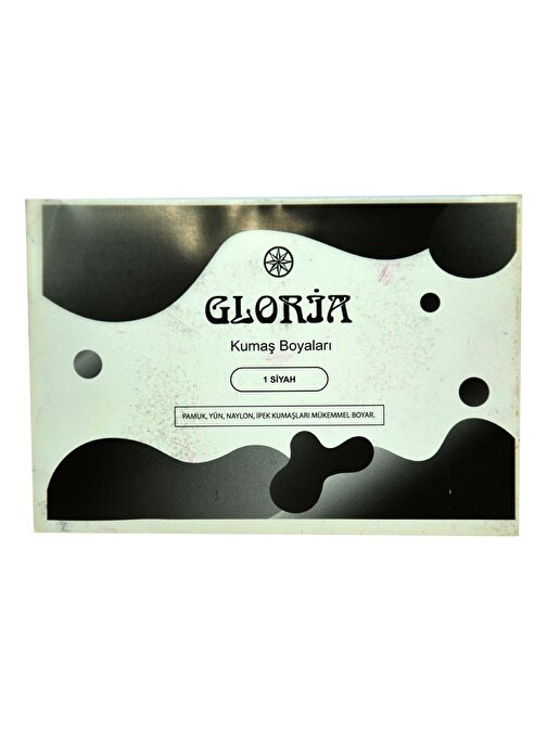 Gloria Naylon Pamuk Yün İpek İçin Toz Kumaş Boyası Siyah 10 gr