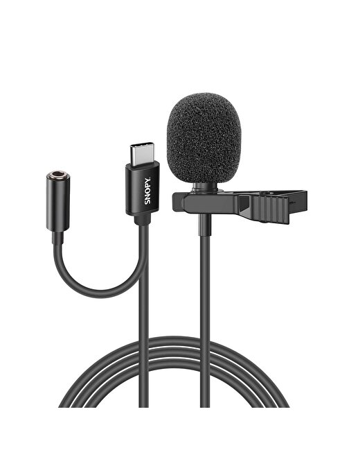 Snopy Sn-Mtk45 Siyah Typec Tik-Tok Akıllı Telefon Kulaklık Çıkışlı Yaka Mikrofonu