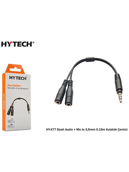 Hytech Hy-X77 Siyah Audio + Mic To 3,5Mm 0.15M Kul
