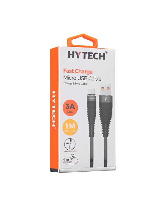 Hytech HY-X225 3A Micro Usb 1m Gri Data + Sarj Kablosu