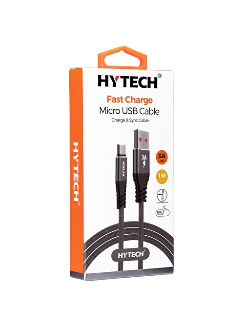 Hytech Universal HY-X210 3A Micro USB Hızlı Şarj Data Kablosu 1 m Gri