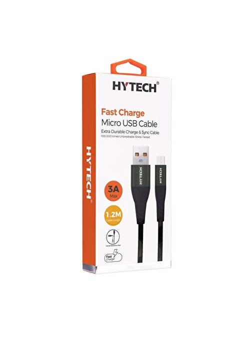 Hytech HY-X275 1.2M 3A Micro Usb Kamuflaj Desenli Kılıflı Yeşil Data + Sarj Kablosu