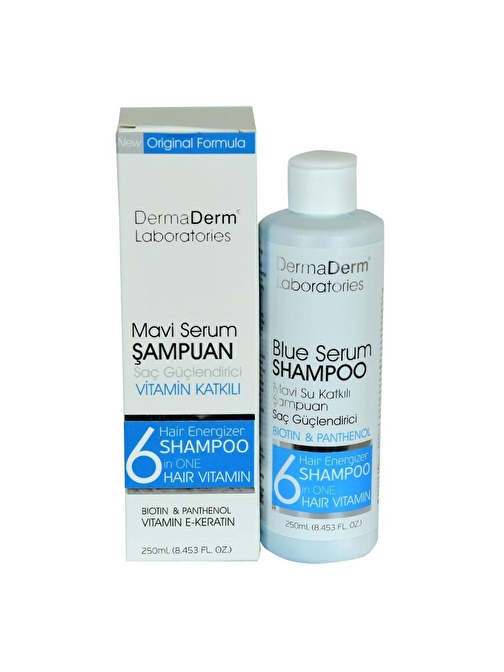 DermaDerm Mavi Serum Şampuanı Saç Güçlendirici (Biotin Panthenol Vitamin E-Keratin) 250 ml