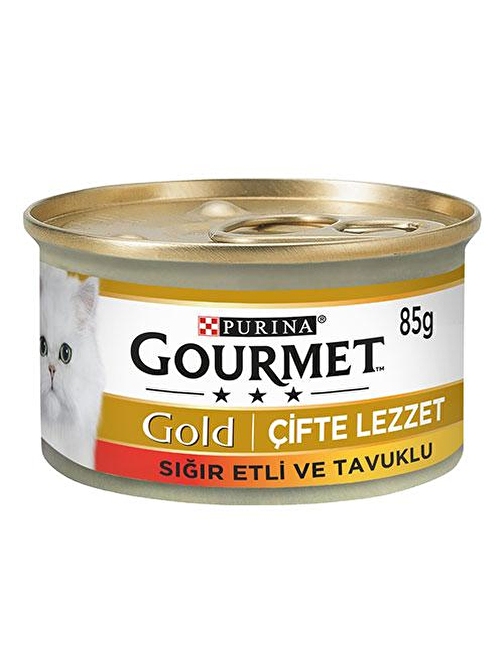 Gourmet Gold Çifte Lezzet Sığır Etli Tavuklu Yetişkin Kedi Konservesi 12 Adet 85 gr