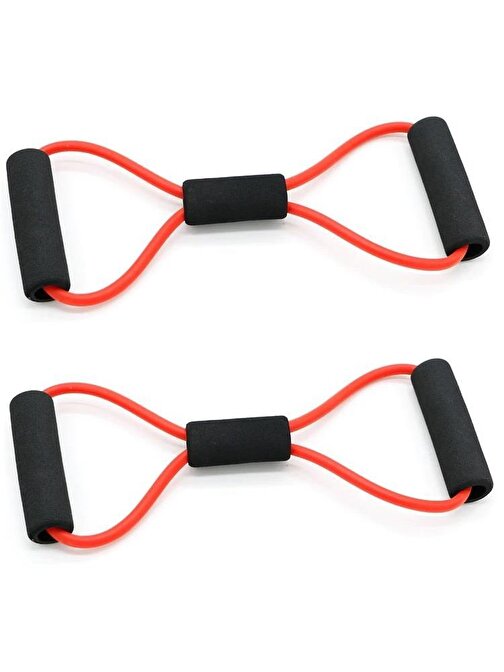 3B Trend Egzersiz Spor Direnç Bantı Pilates İpi Jimnastik Lastiği 2 Adet Kırmızı