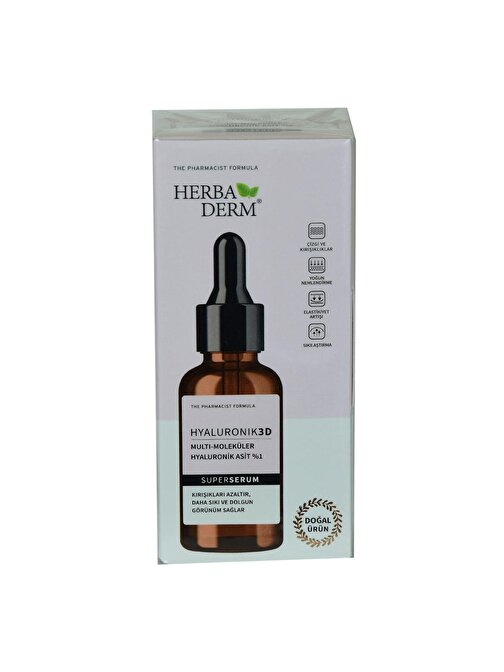 Herbaderm Superserum Hyaluronik 3D Multi Moleküler Kırışıklık Karşıtı Doğal Yüz Serumu 30 ml