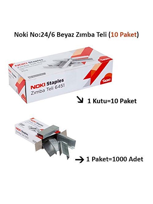 Nokı 24/6 Zımba Teli El Tipi Düz 10 Paket