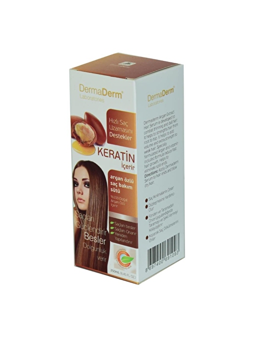 Dermaderm Keratinli Argan Özlü Saç Bakım Sütü Hızlı Uzama 250Ml