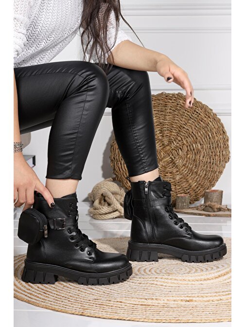 Woggo Twg 7640 Cilt Bağcıklı Kadın Bot Ayakkabı
