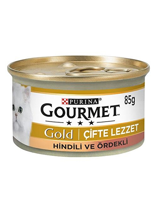 Gourmet Gold Çifte Lezzet Parça Etli Hindili Ördekli Yetişkin Kedi Konservesi 24 Adet 85 gr