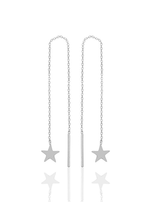 Gümüş rodyumlu yıldız gümüş zincir küpe SGTL10691RODAJ