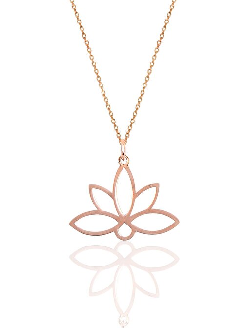 Gümüş sonsuz yaşamın simgesi lotus çiçeği kolye SGTL10085ROSE SGTL10085ROSE