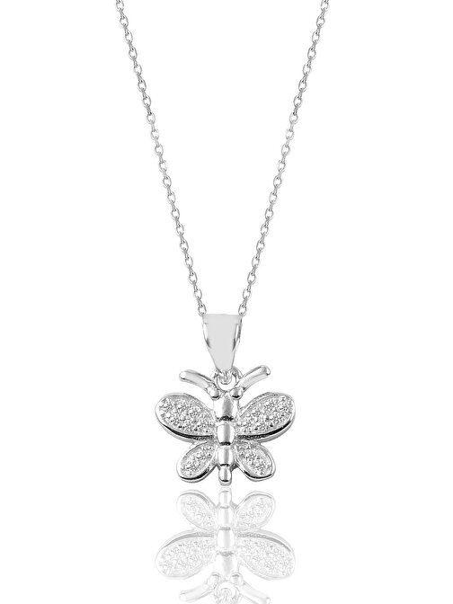 Gümüş kelebek modeli kolye