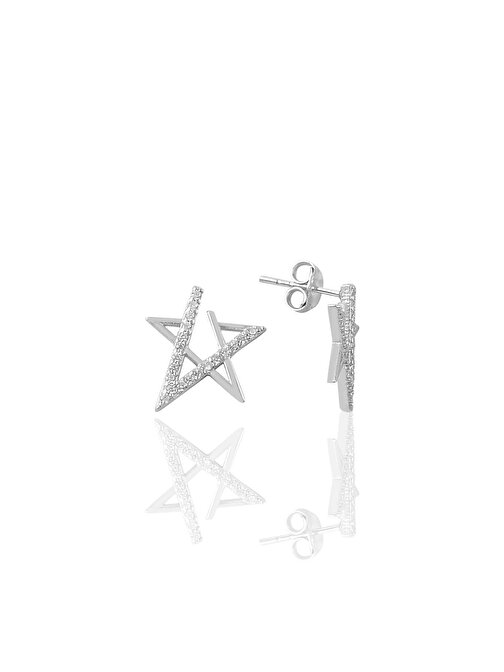 Gümüş zirkon taşlı yıldız modeli küpe SGTL9475