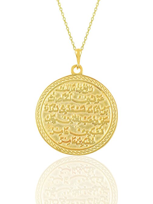 Gümüş altın yaldızlı kıtmir duası yazılı kolye  SGTL10907GOLD