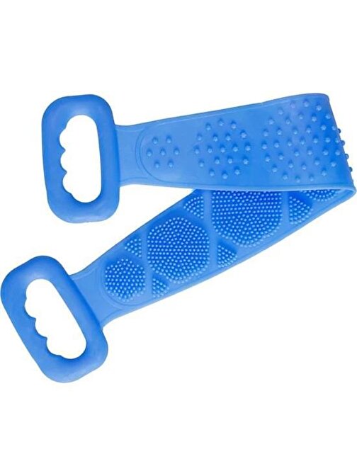3B Trend Çift Taraflı Banyo Hamam Lifi Silikon Masajlı Yumuşak Duş Lifi Banyo Kesesi 70 cm Mavi