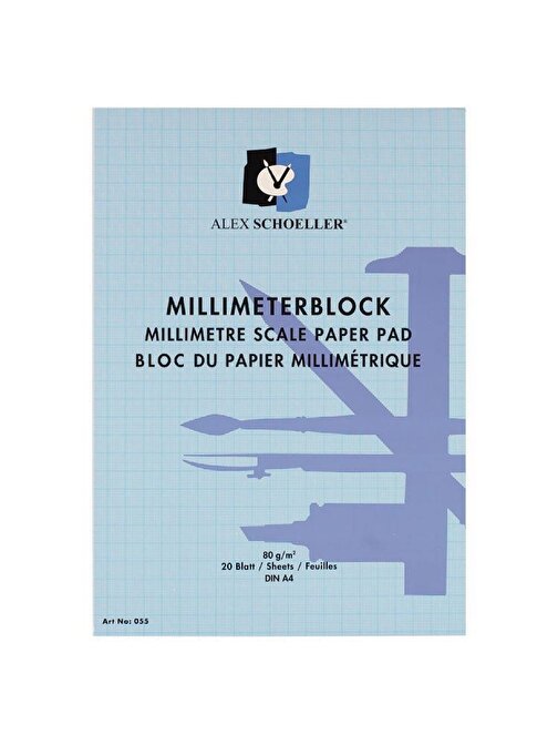 Alex Schoeller 21x29.7 A4 20 Sayfa Milimetrik Blok Mavi