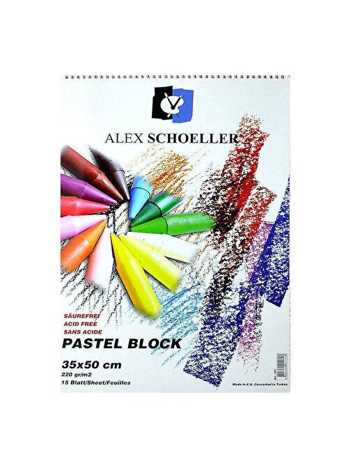Alex Schoeller 220 gr 35x50 B3 15 Sayfa Artist Pastel Fon Blok Beyaz