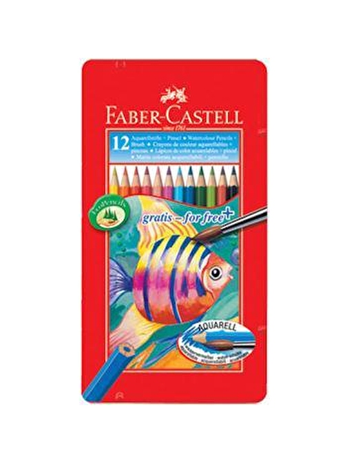 Faber Castell Aquarell Metal Kutulu Sulu Boya Kalemi 12'li Çok Renkli