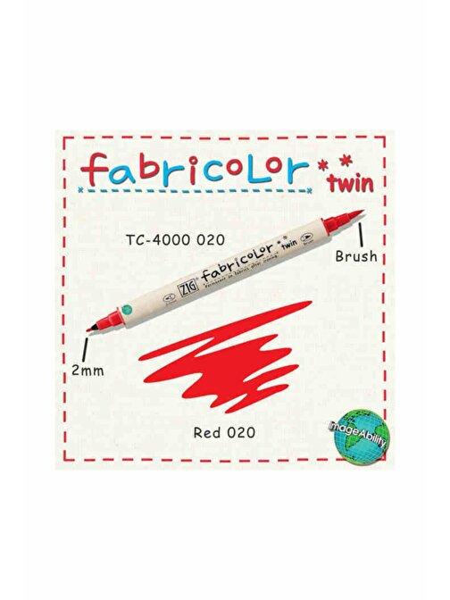 Zig Fabricolor Twin Çift Uçlu Kalem Kumaş Boyası Kırmızı