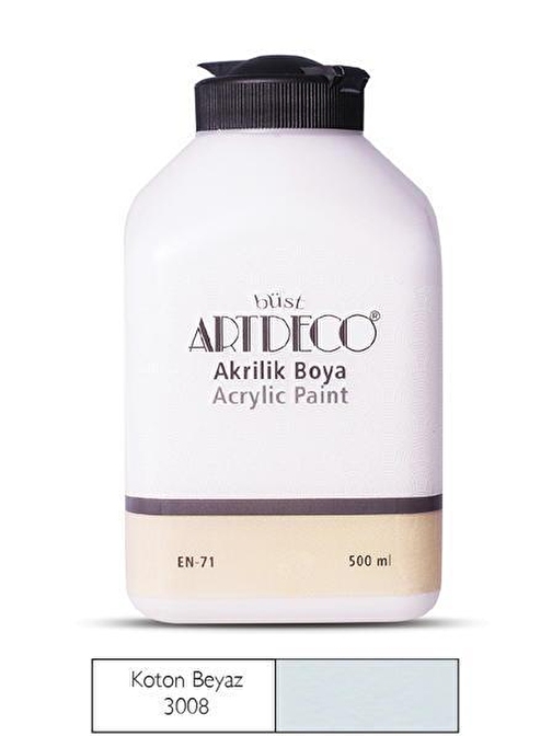 Artdeco Su Bazlı Akrilik Boya 500 Ml Şişe 1 Adet 3008 Koton Beyaz