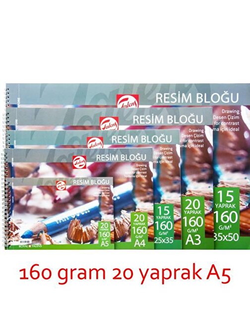 Talens 14.8x21 A5 20 Sayfa Resim Blok Defter Beyaz