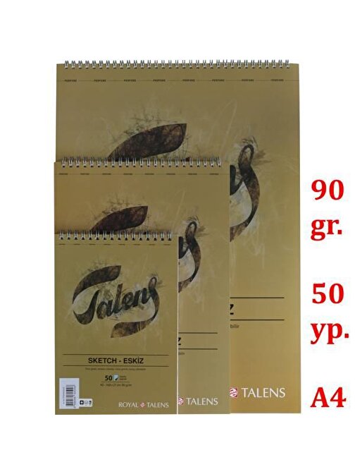 Talens 90 gr 21x29.7 A4 50 Yaprak Eskiz Defter Beyaz