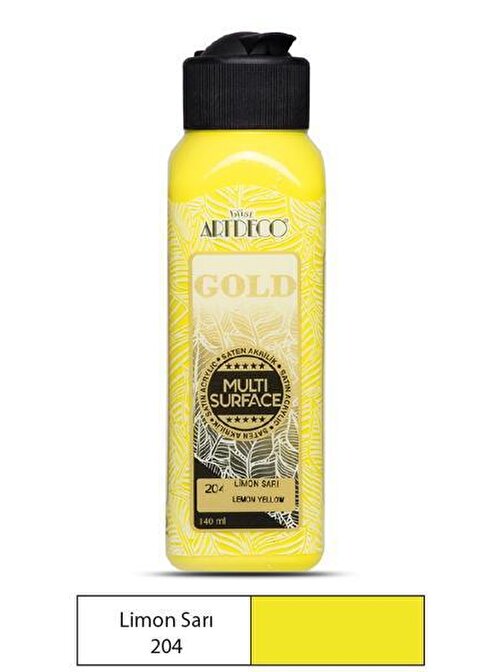 Artdeco Gold Multi Surface Su Bazlı Akrilik Boya 140 Ml Şişe 1 Adet 204 Limon Sarı