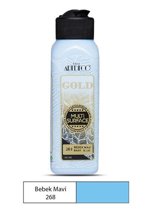 Artdeco Gold Multi Surface Su Bazlı Akrilik Boya 140 Ml Şişe 1 Adet 268 Bebek Mavi