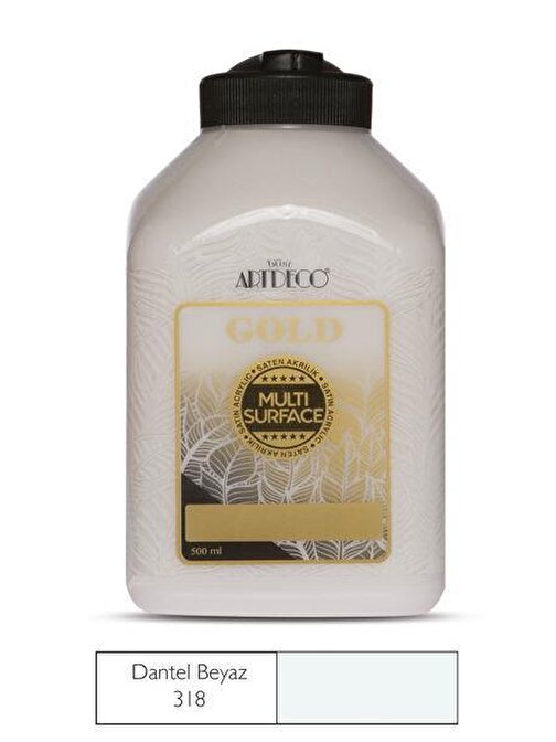 Artdeco Gold Multi Surface Su Bazlı Akrilik Boya 500 Ml Şişe 1 Adet 318 Dantel Beyaz