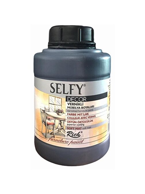 Rich Selfy Decor Vernikli Boya 1250 Ml Şişe 1 Adet Siyah