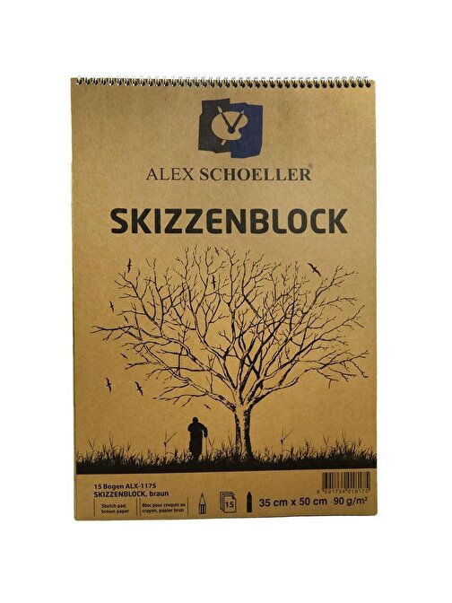 Alex Schoeller 35x50 B3 15 Yaprak Kraft Resim Defteri Beyaz