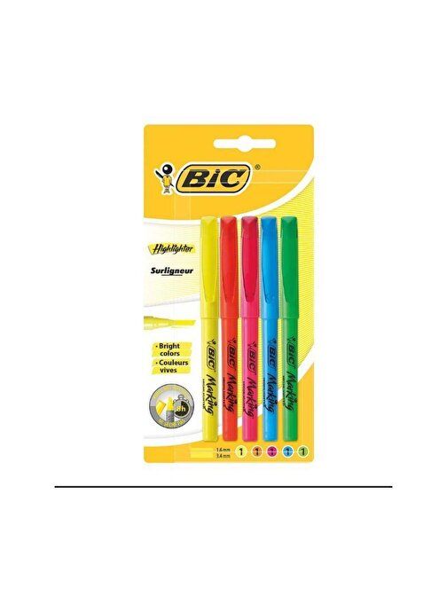 Bic Marking Highlighter Fosforlu İşaretleme Kalemi 5 Renk