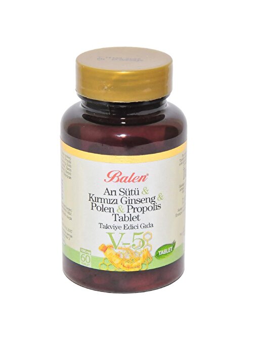 Balen V5 Arı Sütü Kırmızı Ginseng Polen Propolis Tableti 1000mg