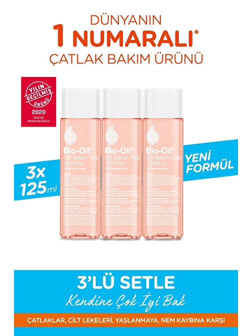 Bio-oil Çatlak Karşıtı & Nemlendirici Cilt Bakım Yağı 125 ml (3'lü paket) - YENİ FORMÜL