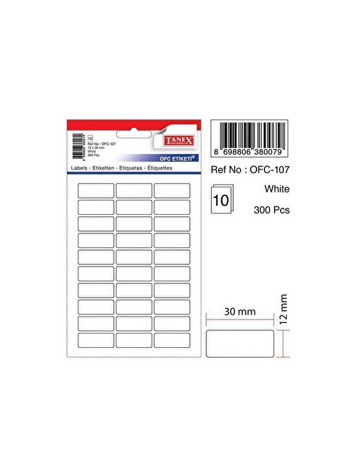 Tanex OFC-107 Çıkartma Etiket 30x12 Mm