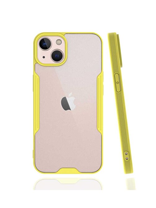 Coverzone iPhone 13 için Uyumlu Kılıf Renkli Kenar Perfe Tpu Silikon Kılıf Sarı