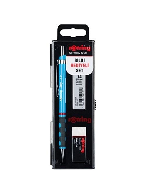 Rotring Tikky Okul Seti 0.7 mm Açık Mavi Versatil Kalem + Silgi + Uç