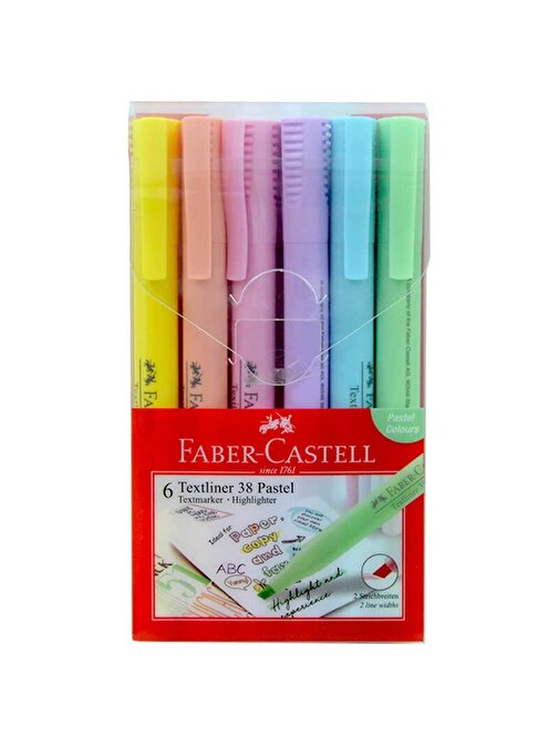Faber-Castell 5030158117 Fosforlu Kalem 38 Pastel Karışık 6'lı