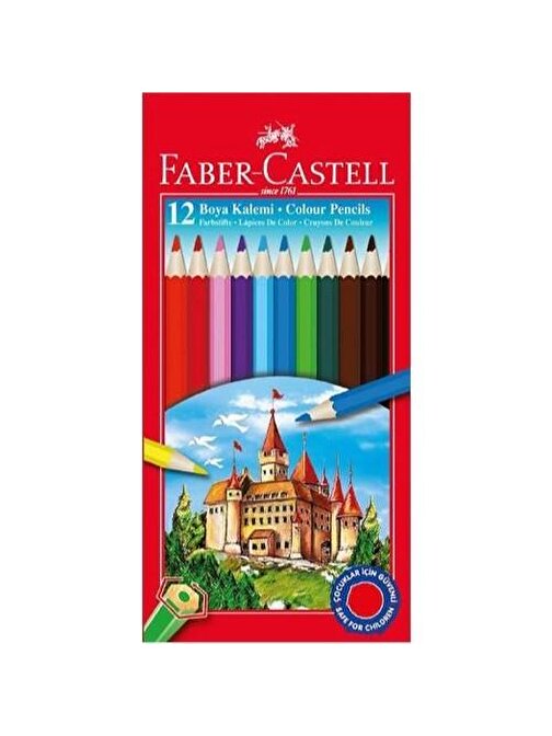 Faber Castell Karton Kutulu Kuru Boya Kalemi Tam Boy 12'li Çok Renkli