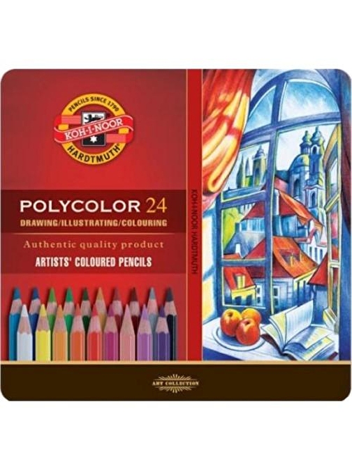 Koh-İ Noor N:3824 Polycolor Kuru Boya Kalemi 24'lü Çok Renkli