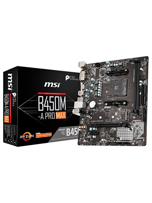 MSI B450m-a Pro Max AM4 DDR4 4133 MHz mATX Masaüstü Bilgisayar AMD Uyumlu Anakart